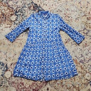 Ro's Garden 100% Cotton Blockprint Mini Shirtdress Flowy Blue White Size XS
